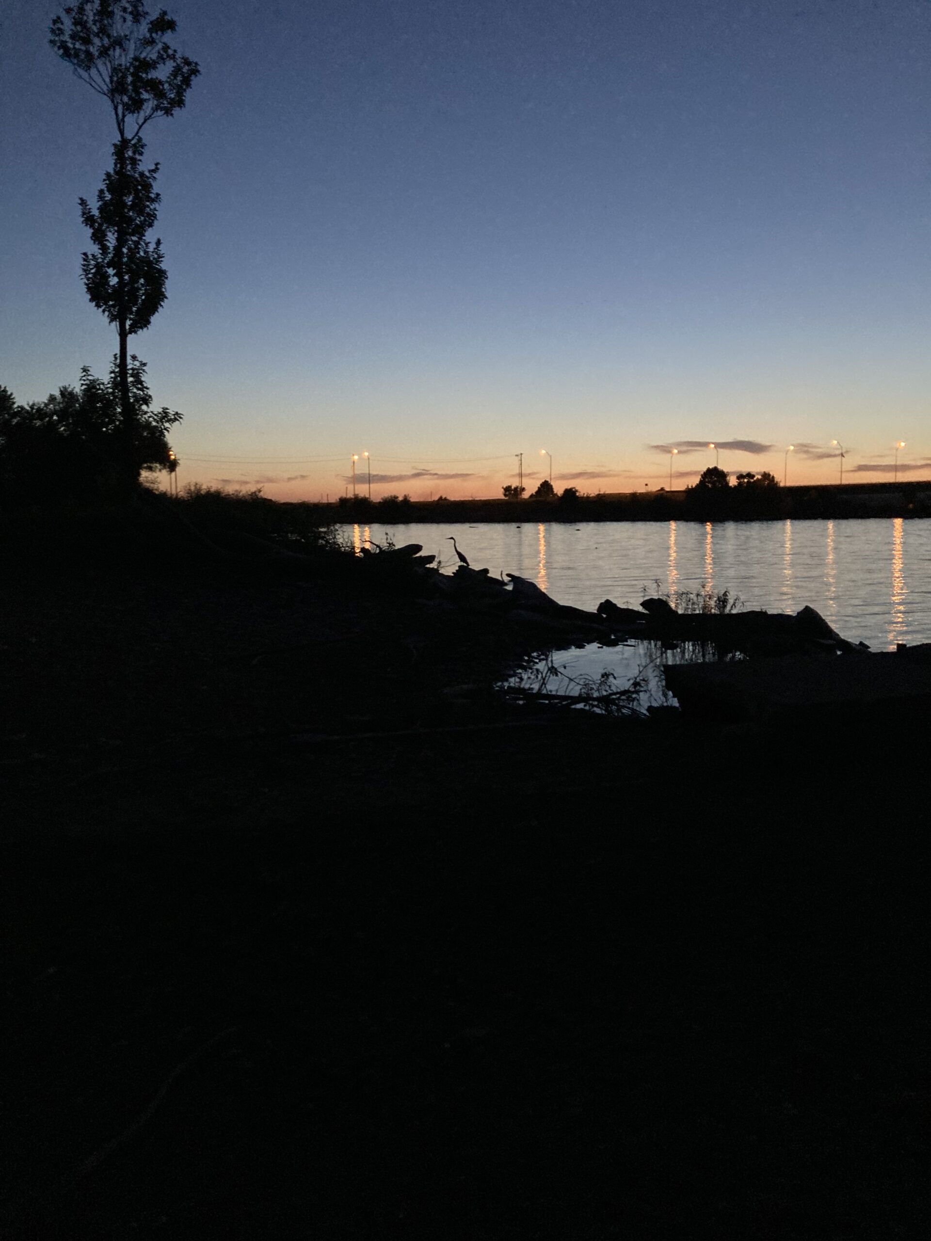 View from the kayak cockpit with fish finder running on a calm Oklahoma evening